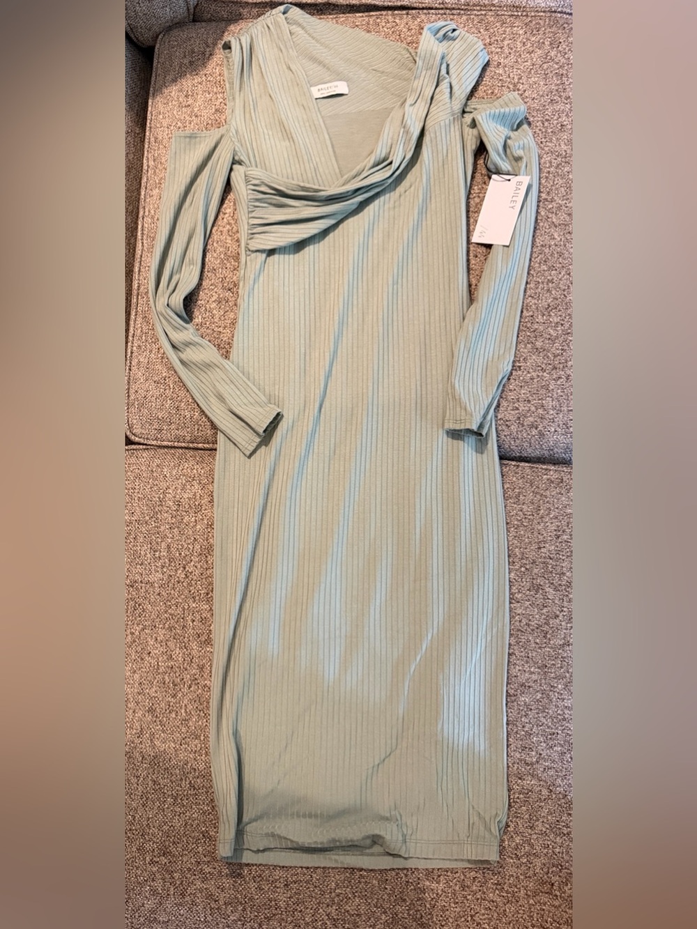 Bailey 44 Sage Ribbed Long Sleeve Midi Dress